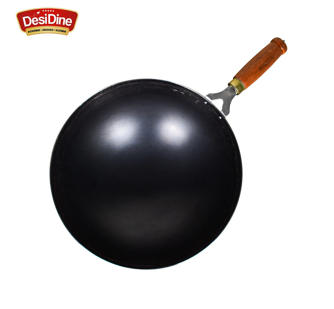 DesDine Pre-Seasoned Sheet Iron Wok with Wooden Handle (31 cm)