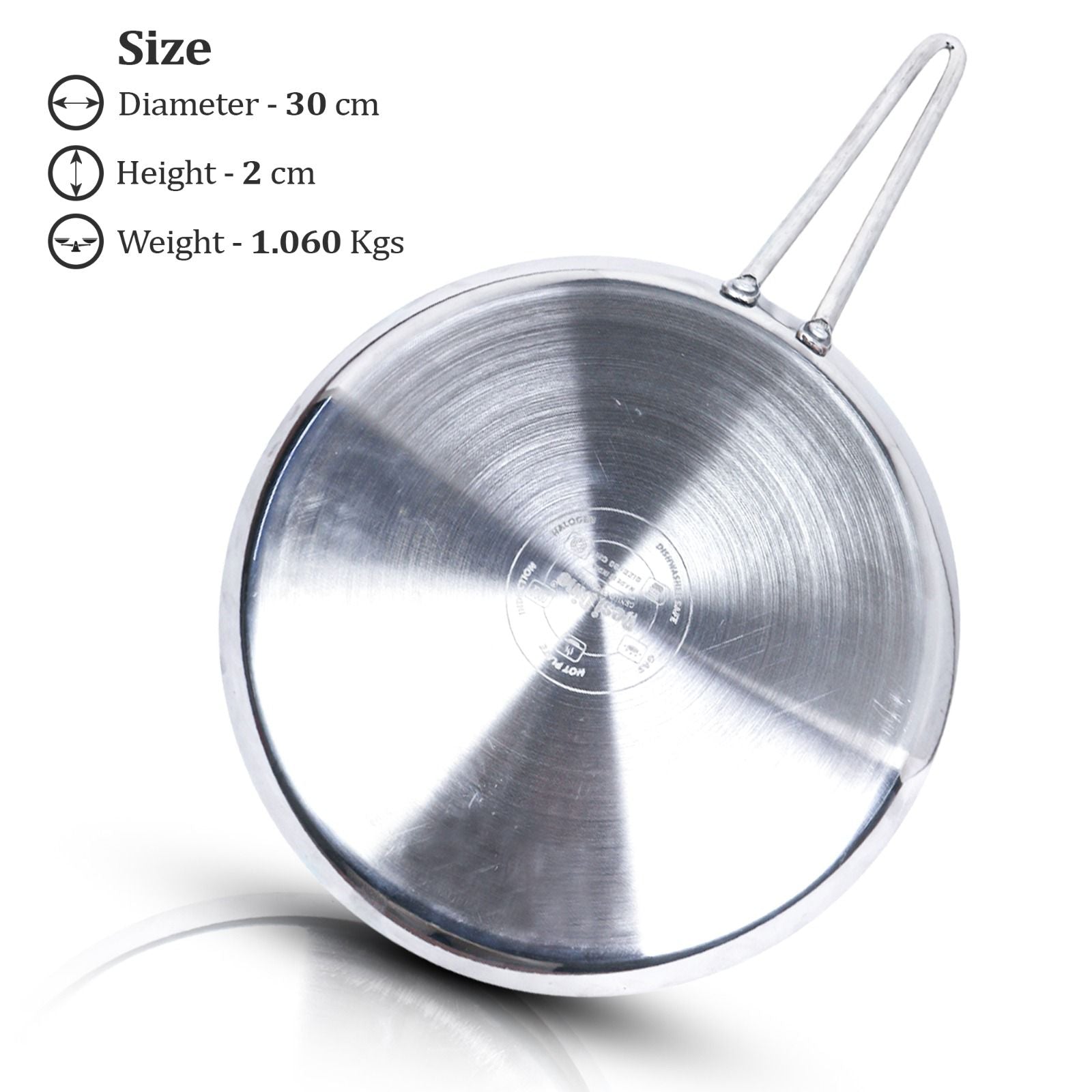 DesiDine Triply Stainless Steel Dosa Tawa with Honeycomb Pattern (30 cm)