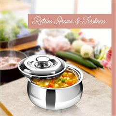 DesiDine Casserole Combo Set Of 3 Stainless Steel Double Wall Insulated Belly Shape