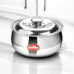 DesiDine Casserole Combo Set Of 3 Stainless Steel Double Wall Insulated Belly Shape