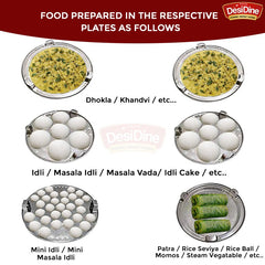 Stainless Steel Induction Base Multi Kadhai 5 Litre (28 cm, 6 Plates, 2 Idli, 2 Dhokla, 1 Mini Idli, 1 Patra) – Heavy Duty