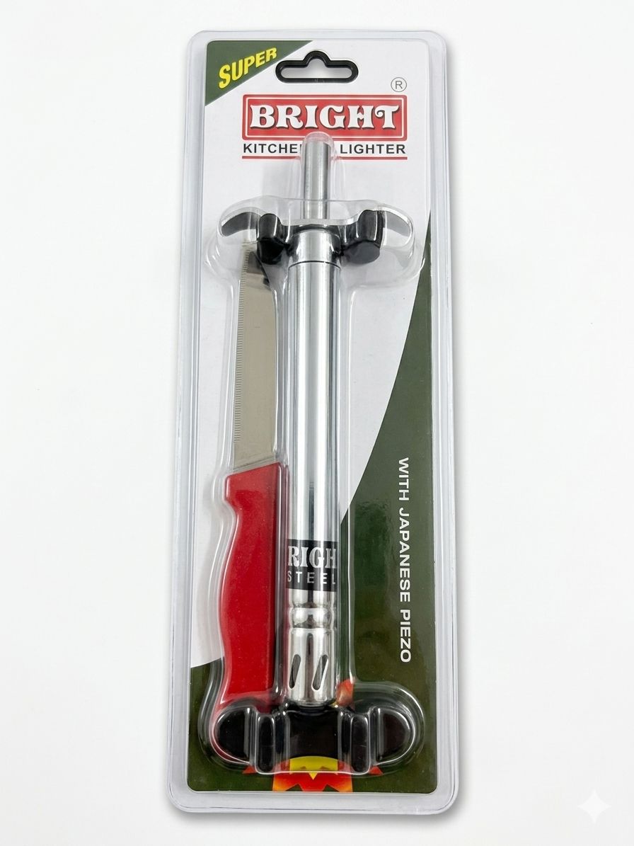 DesiDine Pack of Knife and Stainless Steel Regular Gas Lighter for Kitchen