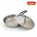 DesiDine Triply Stainless Steel Insulated Cool Grip Frypan With Steel Lid