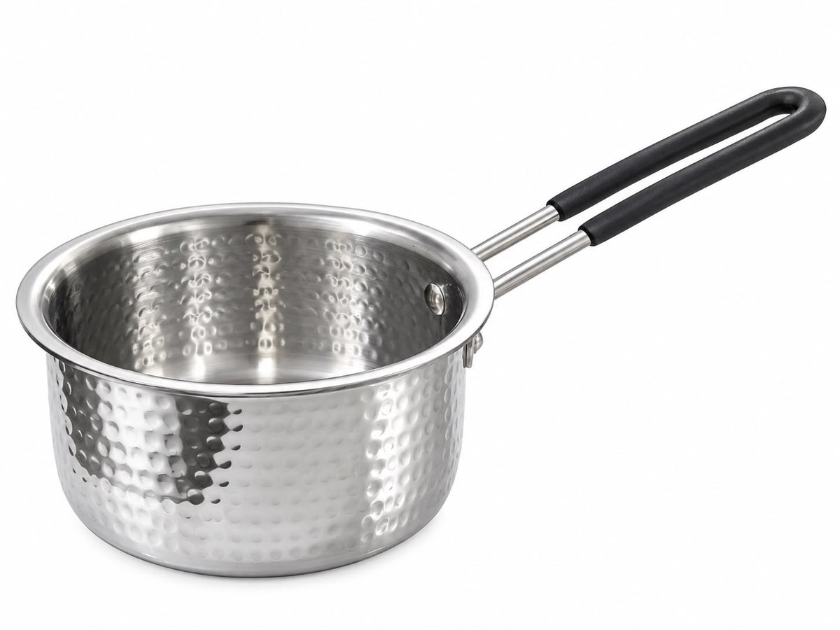 DesiDine Triply Steel Hammered Sauce Pan/Tea Pan With Insulated Cool Grip