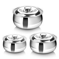 DesidDine Double Wall Stainless Steel Belly Shape Casserole, Insulated Thermal Serving Bowl