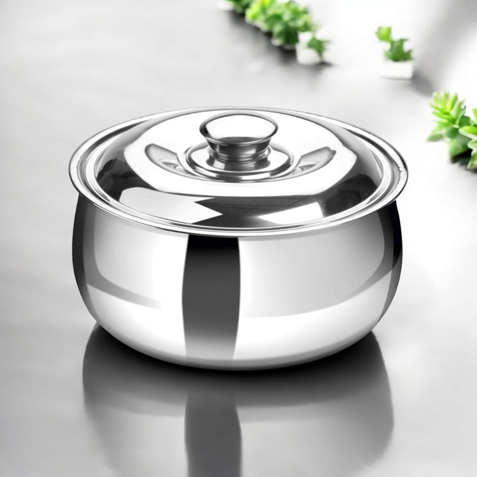 DesidDine Double Wall Stainless Steel Belly Shape Casserole, Insulated Thermal Serving Bowl