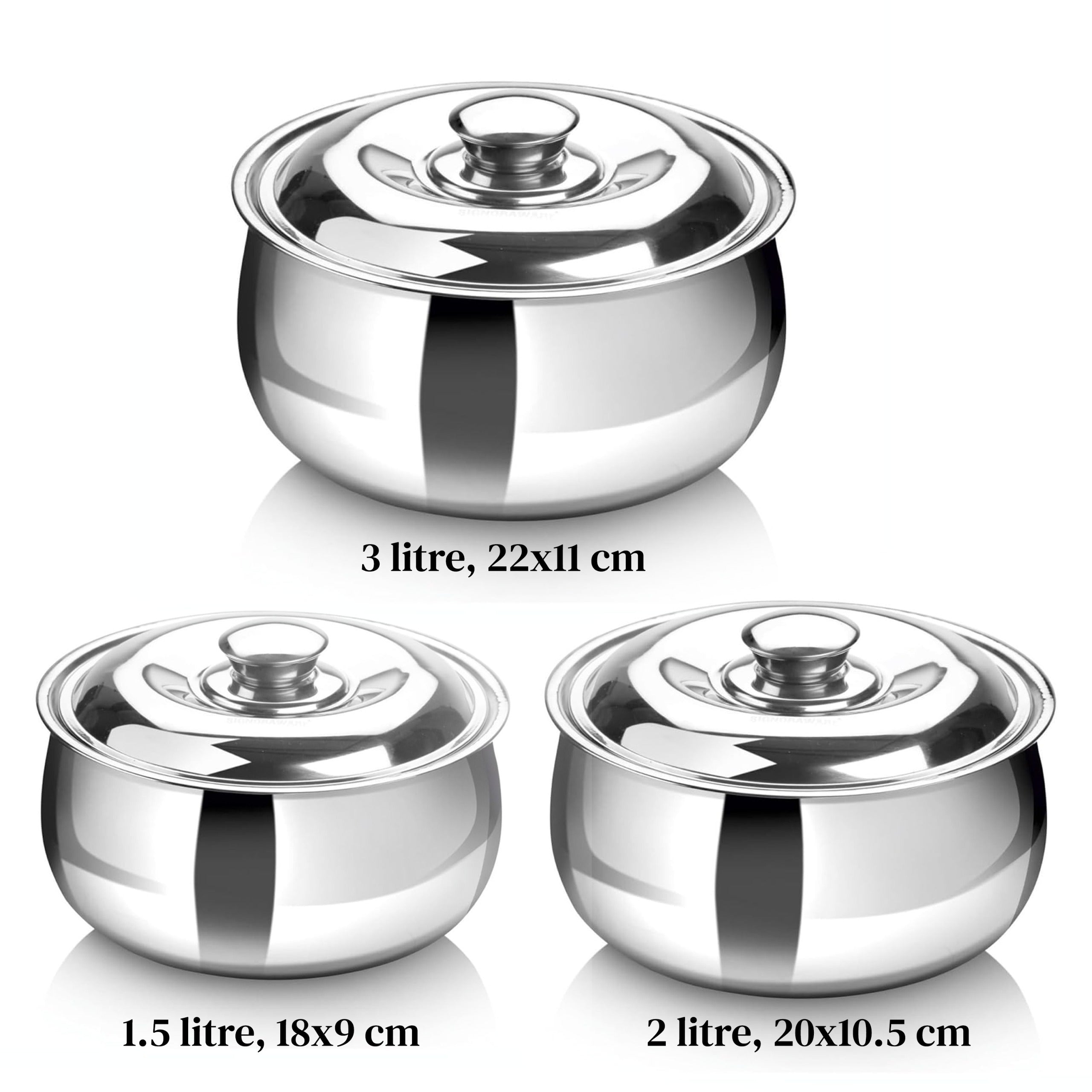 DesidDine Double Wall Stainless Steel Belly Shape Casserole, Insulated Thermal Serving Bowl