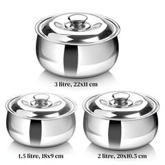 DesidDine Double Wall Stainless Steel Belly Shape Casserole, Insulated Thermal Serving Bowl