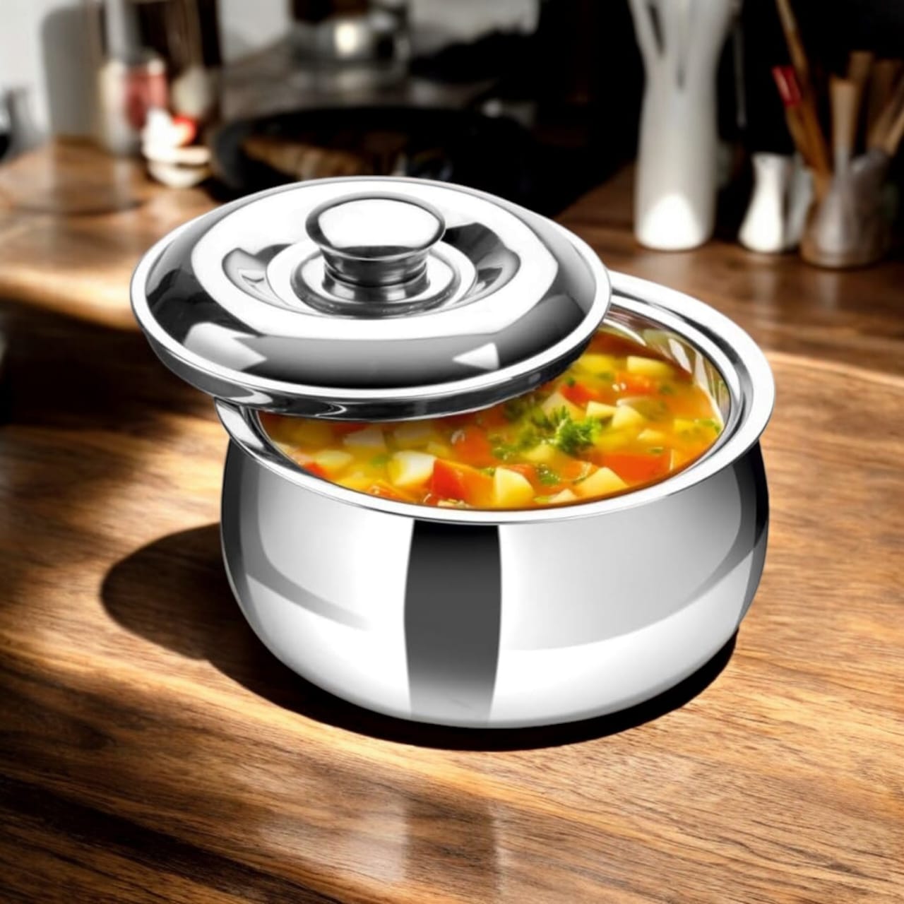 DesidDine Double Wall Stainless Steel Belly Shape Casserole, Insulated Thermal Serving Bowl