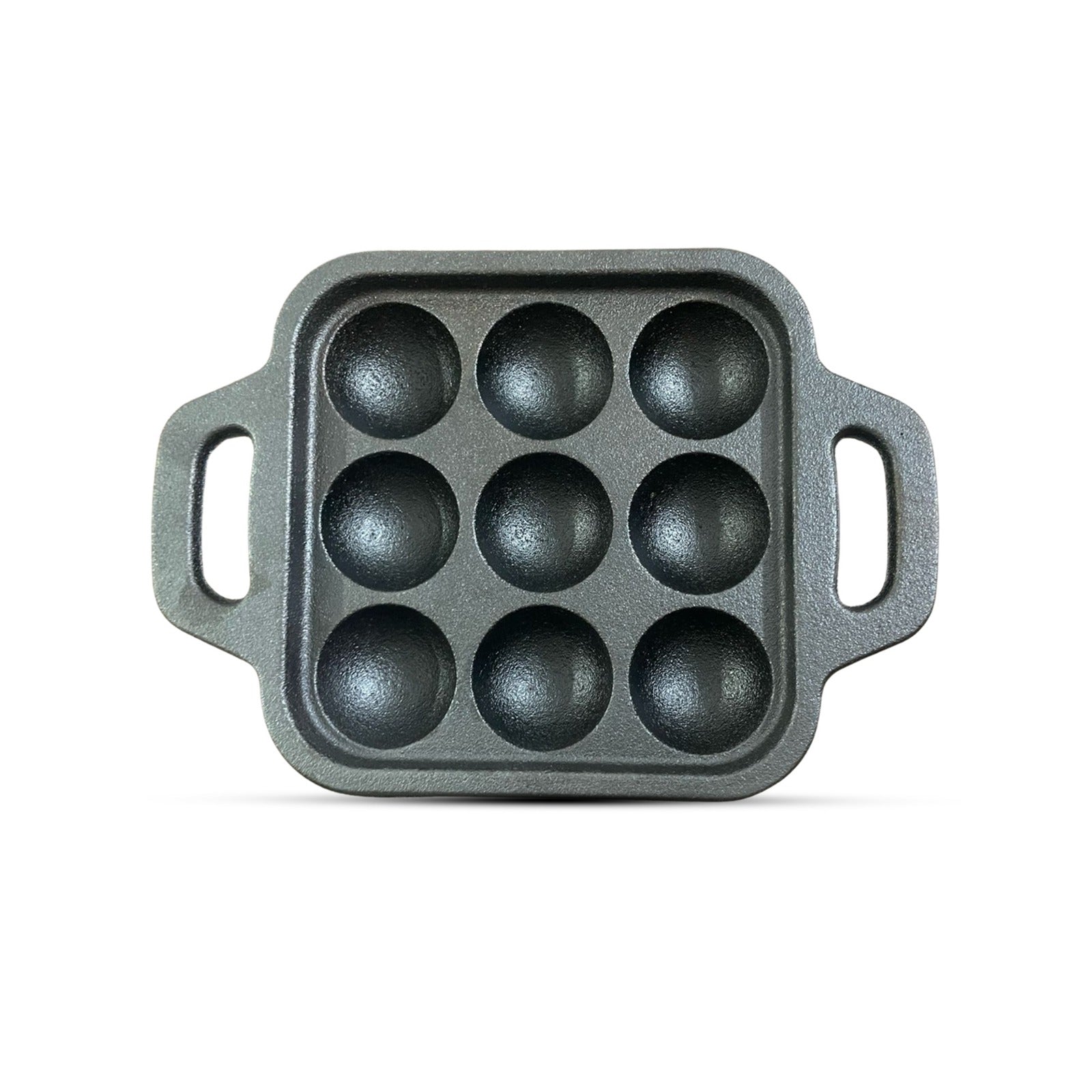 DesiDine Preseasoned Cast Iron 9 Pit Paniyaram/Appam Pan (20 cm)