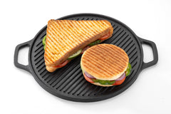DesiDine Pre-Seasoned Cast Iron 2 in 1 Griddle Pan With Silicon Handle Grip (30 cm Diameter)