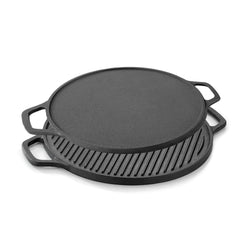 DesiDine Pre-Seasoned Cast Iron 2 in 1 Griddle Pan With Silicon Handle Grip (30 cm Diameter)