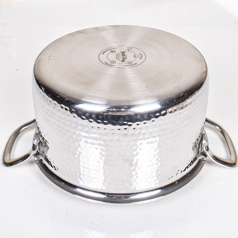 DesiDine Premium Quality Hammered Triply Steel Biryani/Sauce Pot With Glass Lid