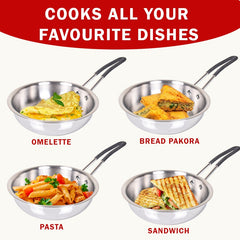 DesiDine Triply Stainless Steel Insulated Cool Grip Frypan