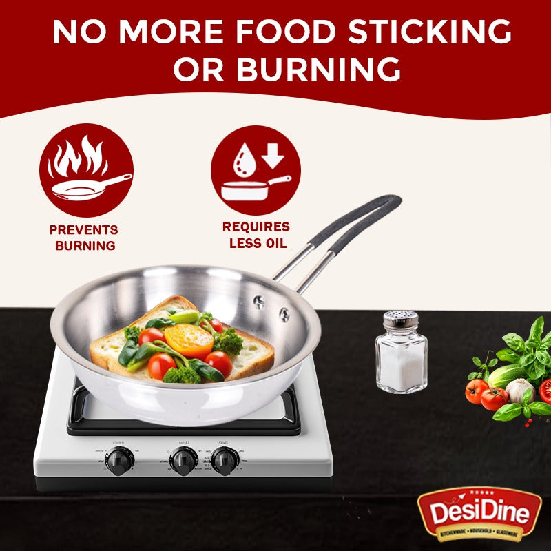 DesiDine Triply Stainless Steel Insulated Cool Grip Frypan