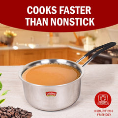 DesiDine Triply Stainless Steel Insulated Cool Grip Sauce Pan/Tea Pan