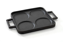 DesiDine Pre-Seasoned Cast Iron Uttapam Pan, 4 Pit, 23 cm, Induction Friendly