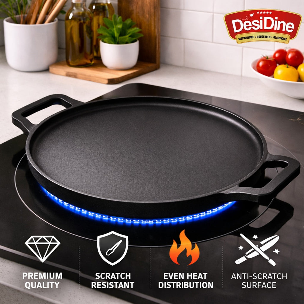 DesiDine Cast Iron Pre-Seasoned multipurpose Tawa (28 cm)