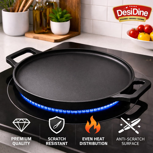 DesiDine Cast Iron Pre-Seasoned multipurpose Tawa (28 cm)