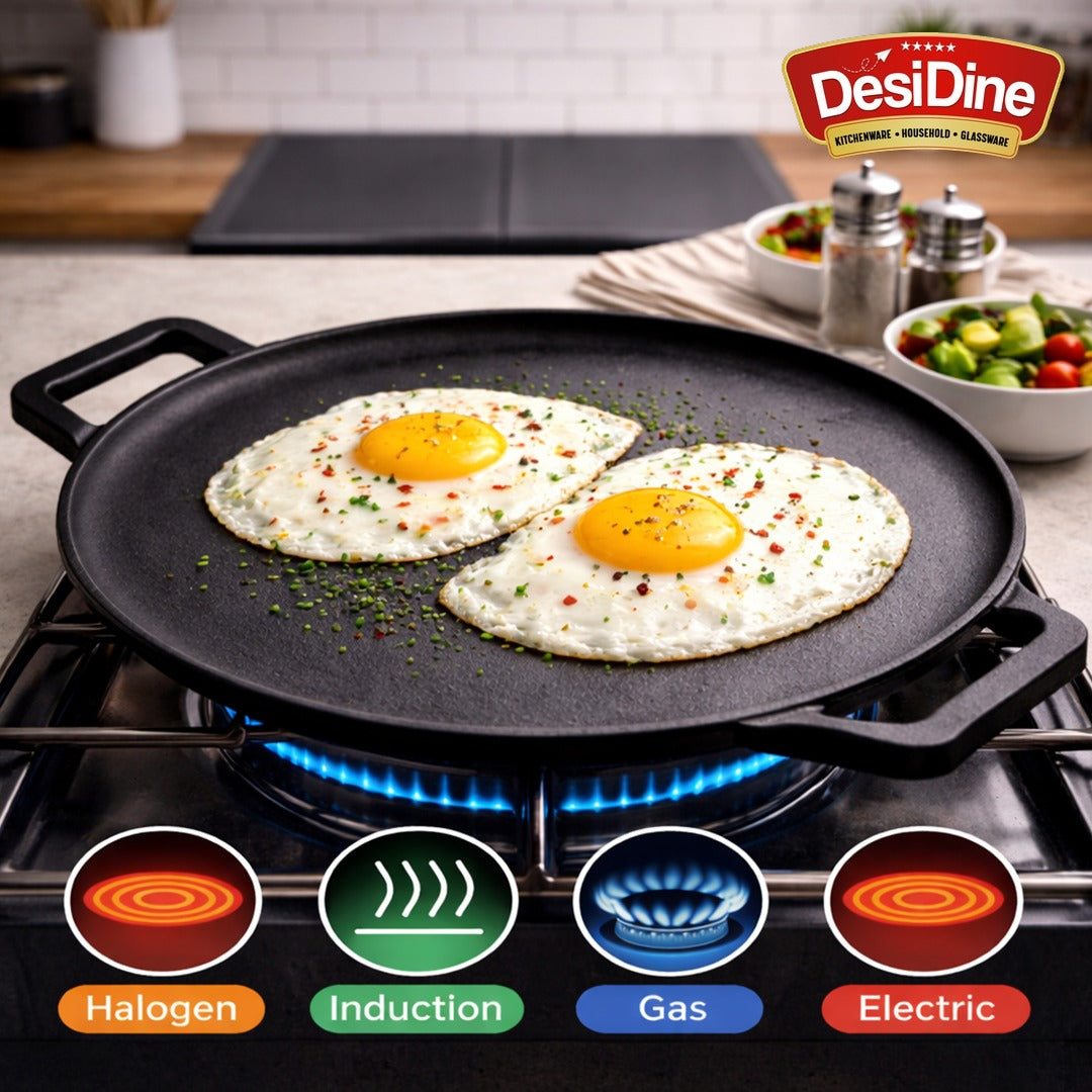 DesiDine Cast Iron Pre-Seasoned multipurpose Tawa (28 cm)