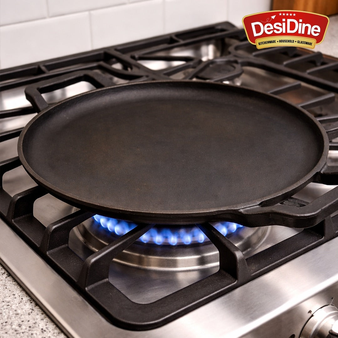 DesiDine Cast Iron Pre-Seasoned multipurpose Tawa (28 cm)