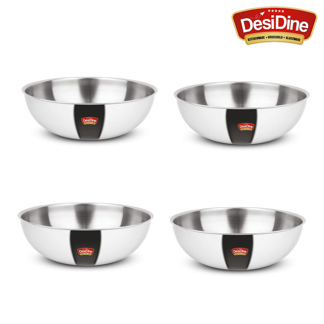 DesiDine Triply Stainless Steel 4 pcs Tasla Combo (20 cm, 22 cm, 24cm, 28 cm)