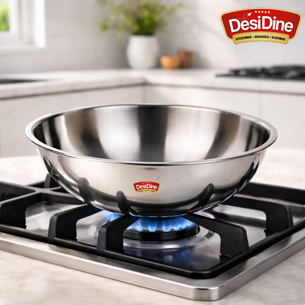 DesiDine Triply Stainless Steel Cookware Tasla For Dough Making & Cooking