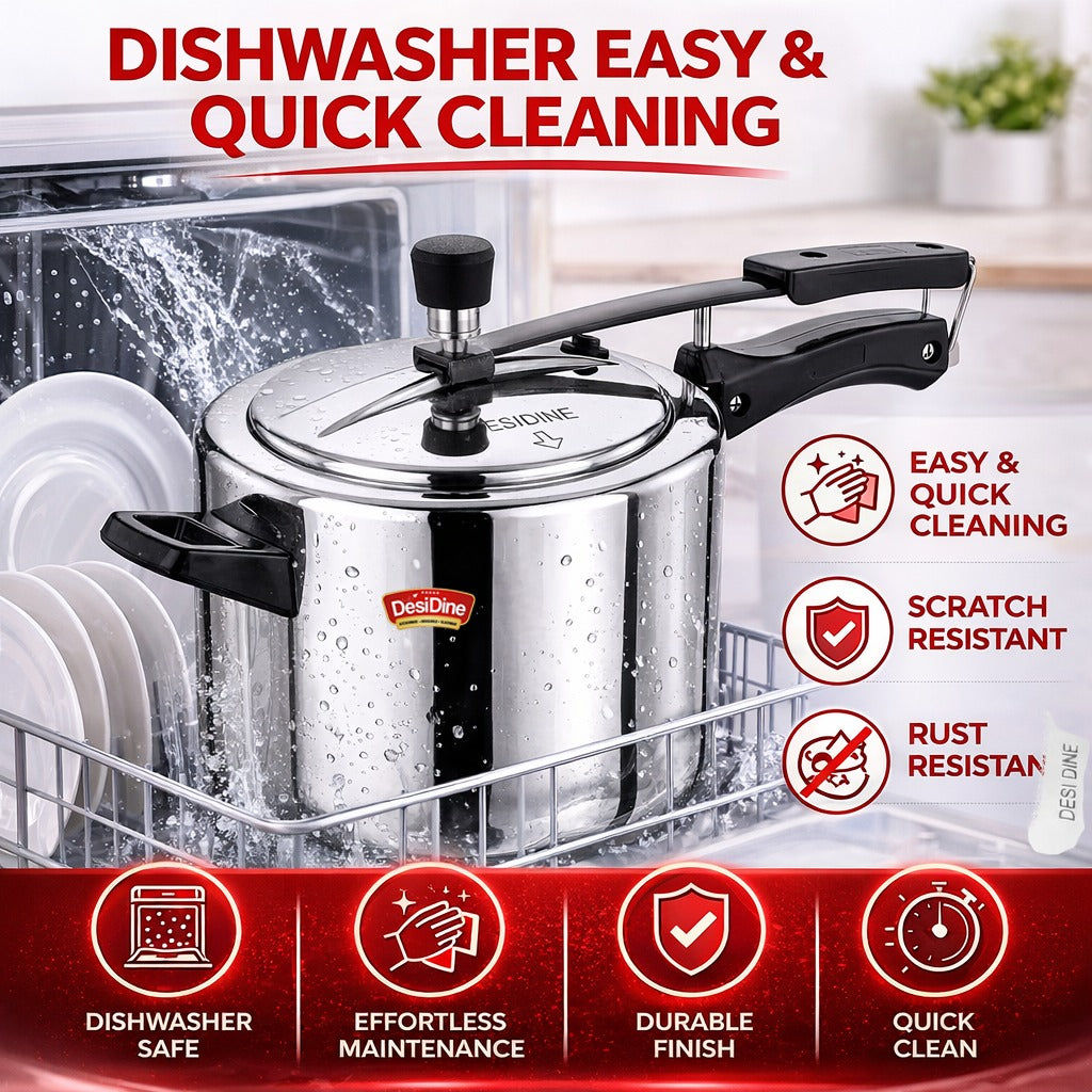 DesiDine Triply Stainless Steel Inner Lid Pressure Cooker