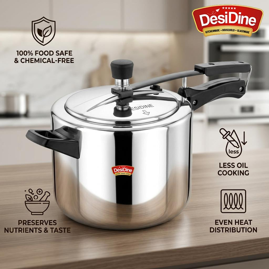 DesiDine Triply Stainless Steel Inner Lid Pressure Cooker