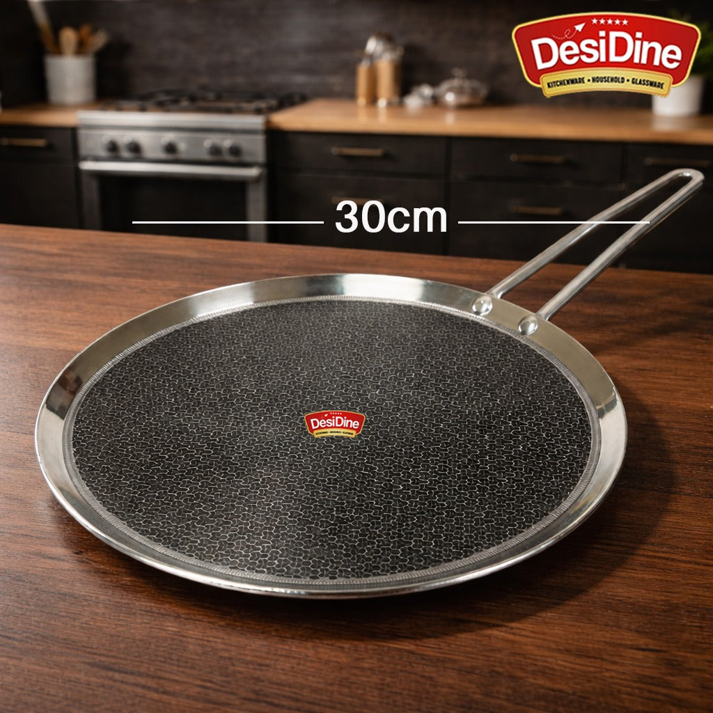 DesiDine Triply Stainless Steel Dosa Tawa with Honeycomb Pattern