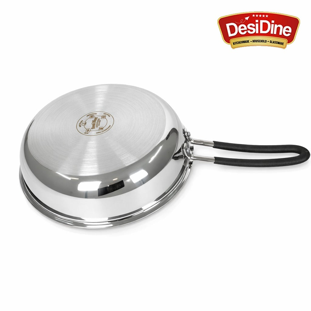 DesiDine Triply Stainless Steel Insulated Cool Grip Frypan