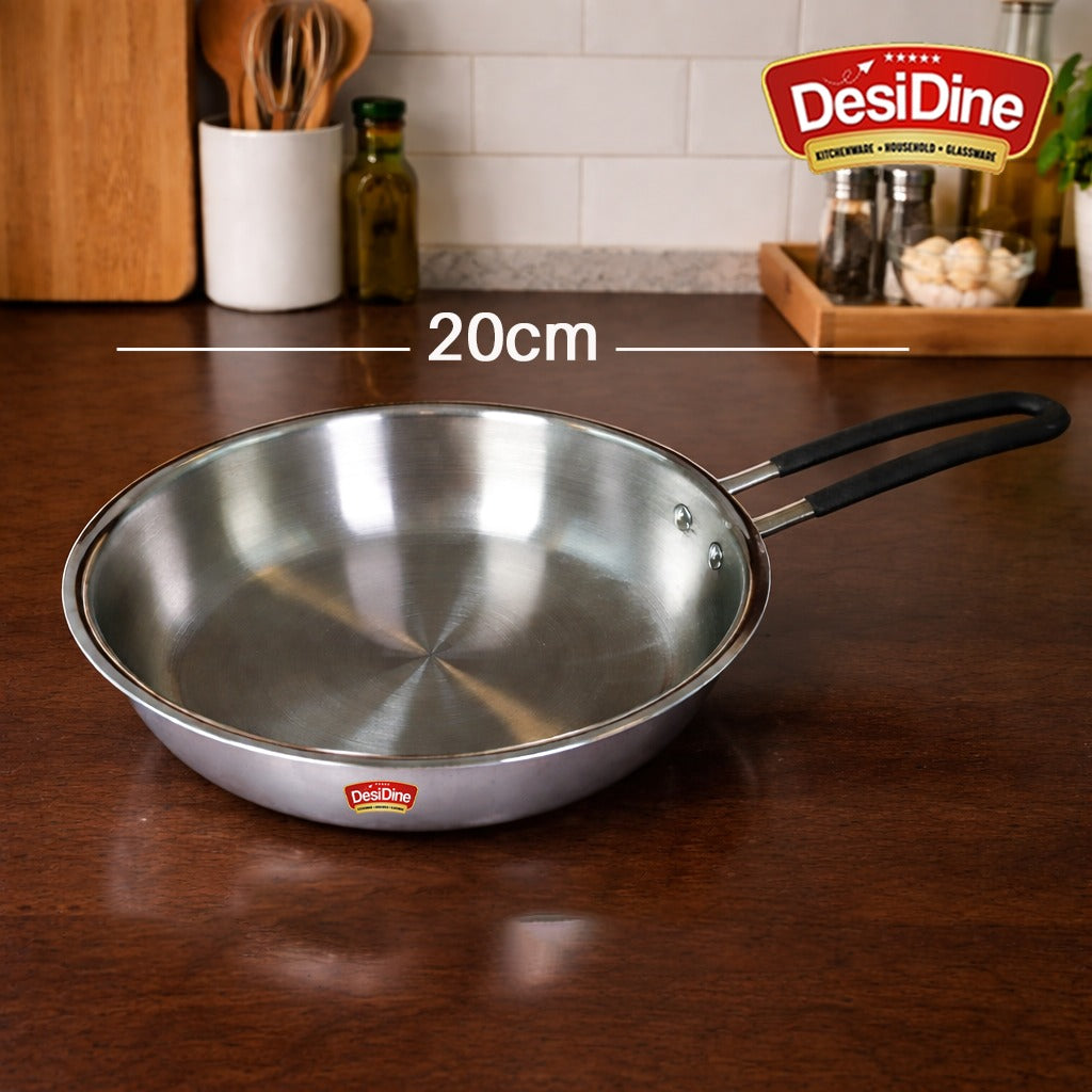 DesiDine Triply Stainless Steel Insulated Cool Grip Frypan