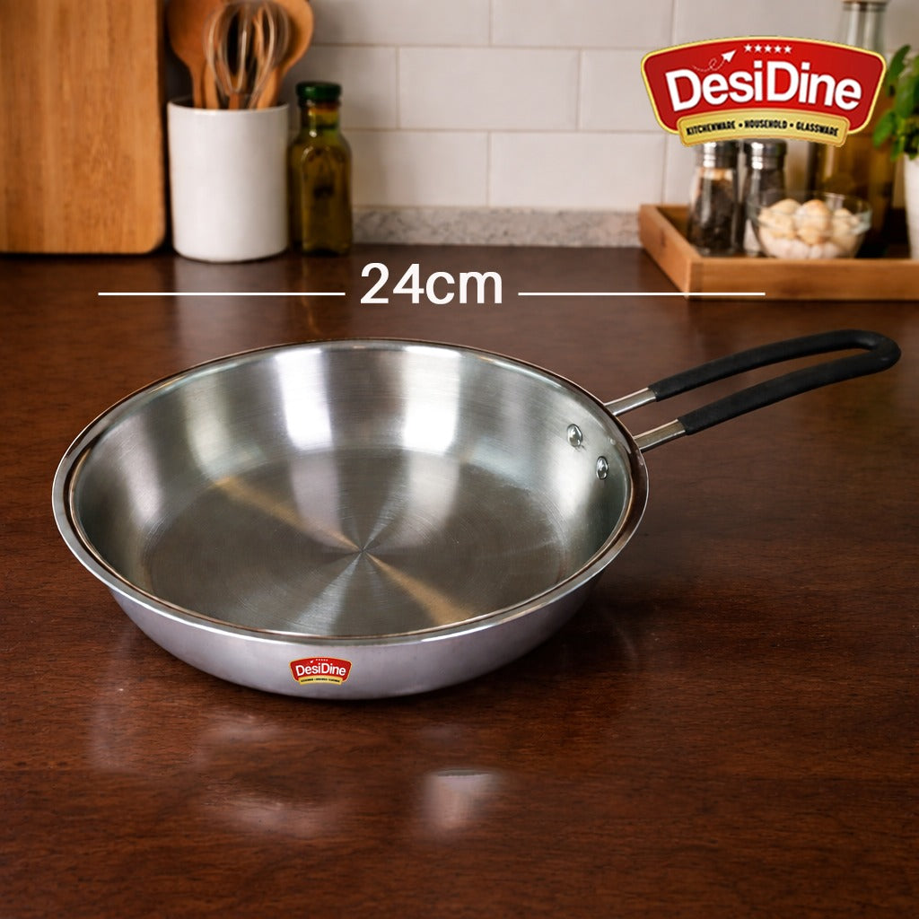 DesiDine Triply Stainless Steel Insulated Cool Grip Frypan