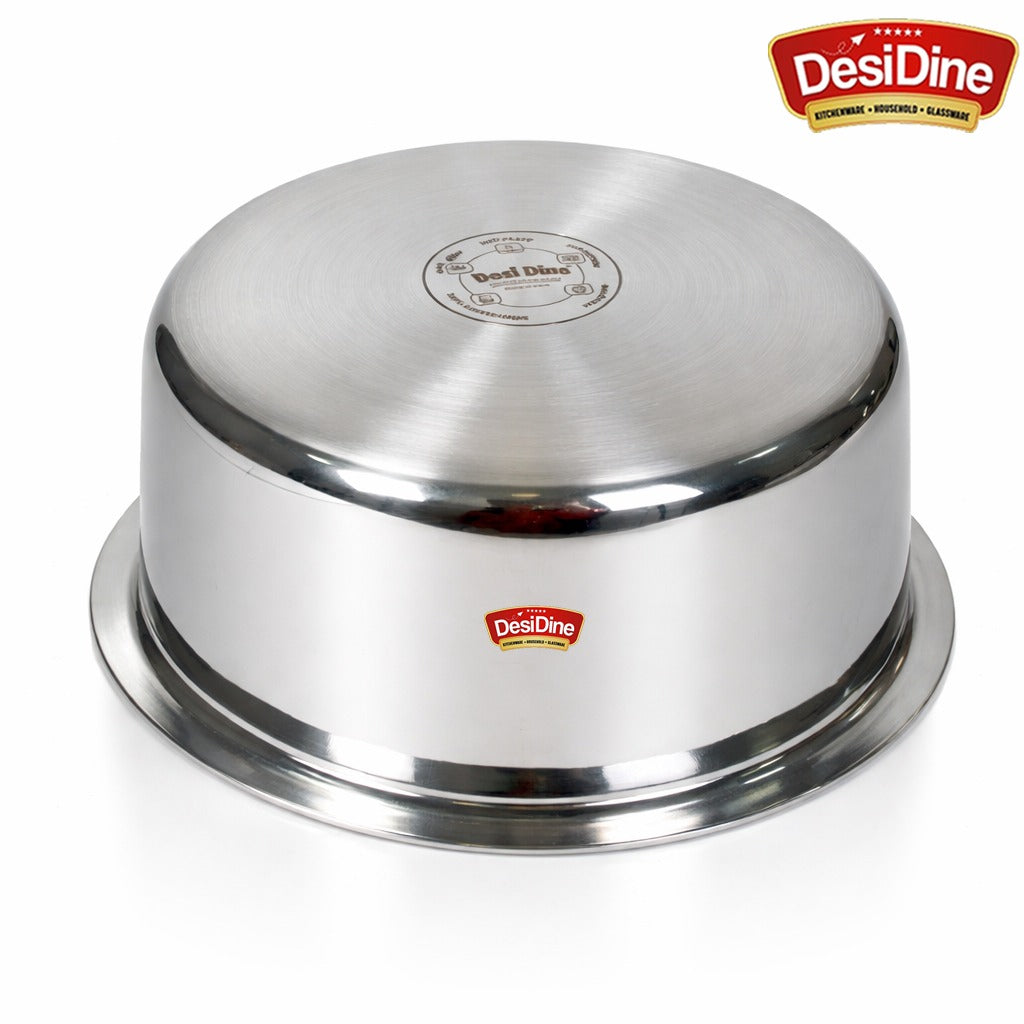 Desidine triply Stainless Steel Induction Friendly Flat Bottom Tope Without Lid