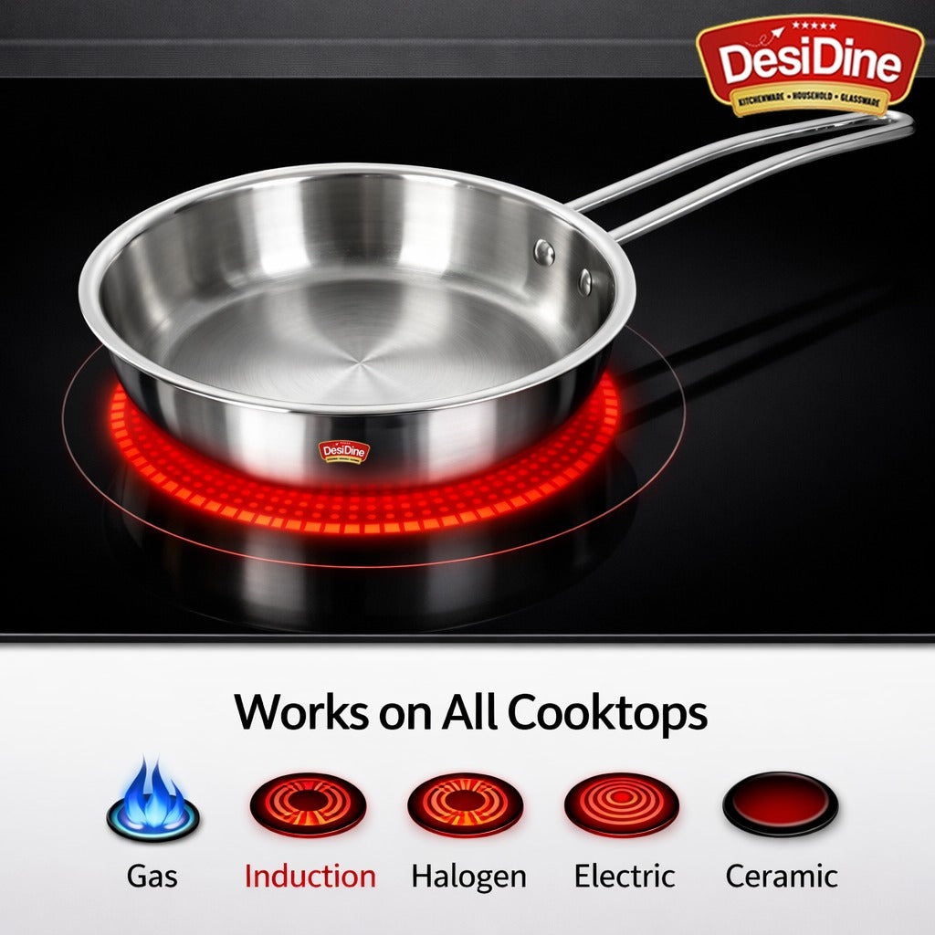 DesiDine Triply Stainless Steel Frypan