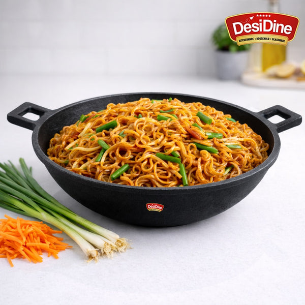 DesiDine Cast Iron Pre-Seasoned Kadhai Wok