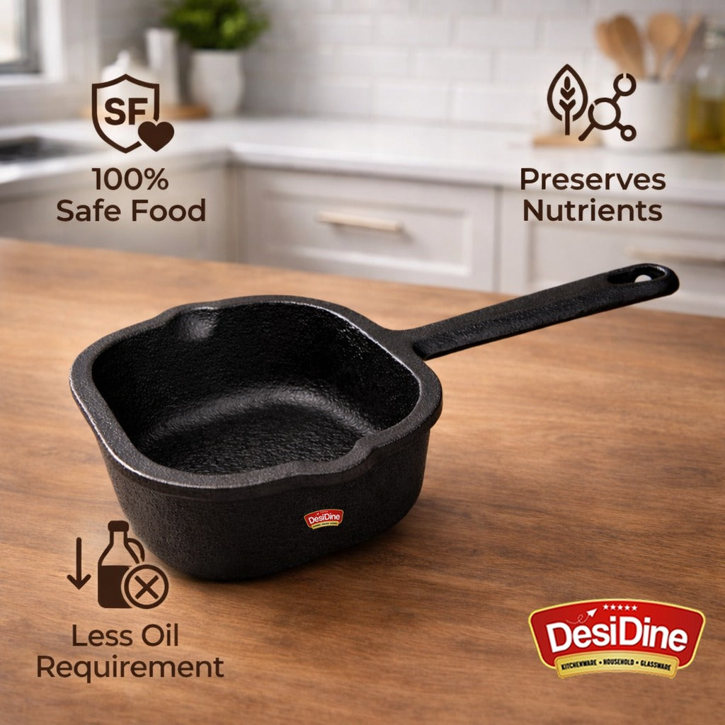 DesiDine Cast Iron Tadka Pan 10.5 cm, 1 kg