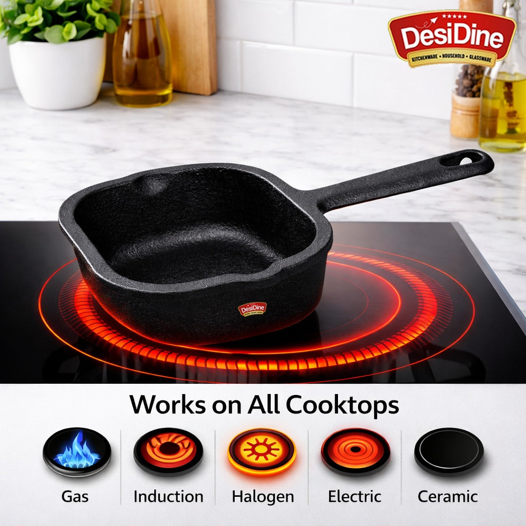 DesiDine Cast Iron Tadka Pan 10.5 cm, 1 kg