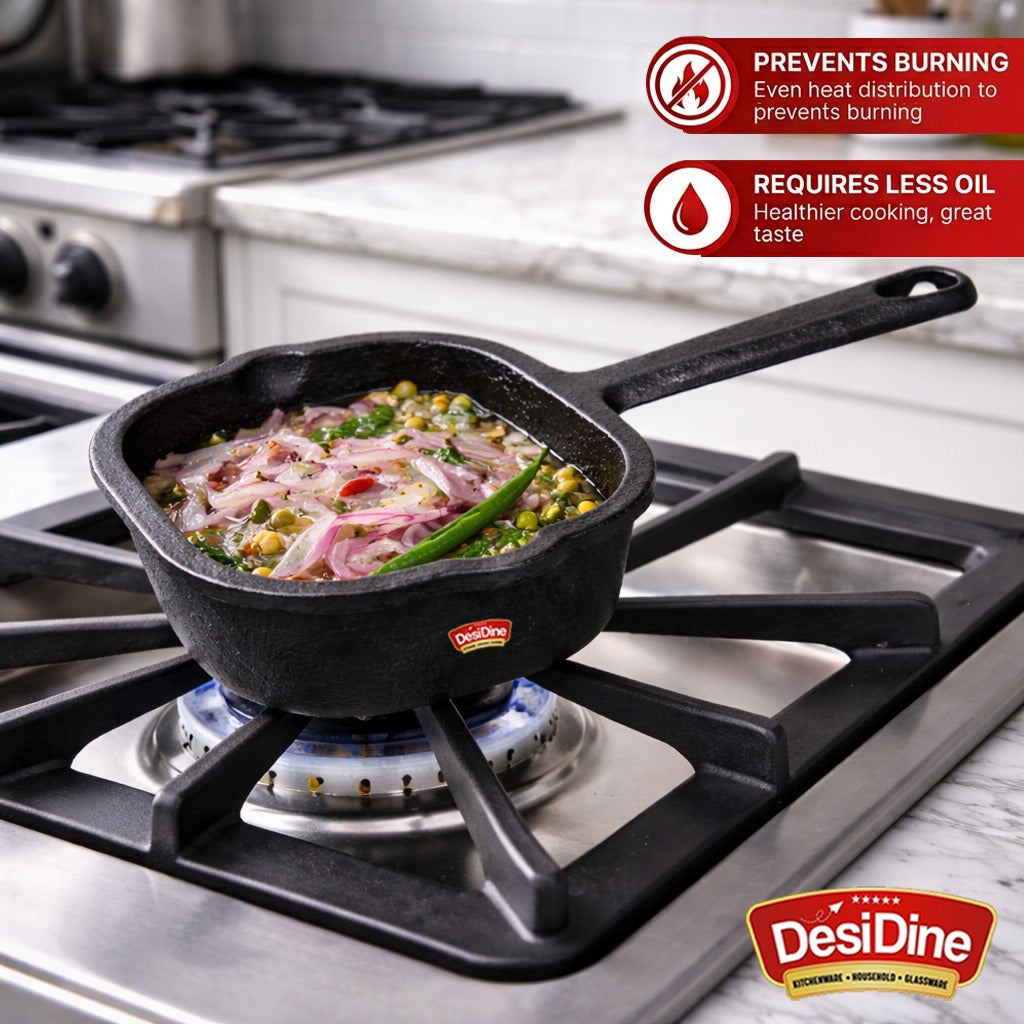DesiDine Cast Iron Tadka Pan 10.5 cm, 1 kg