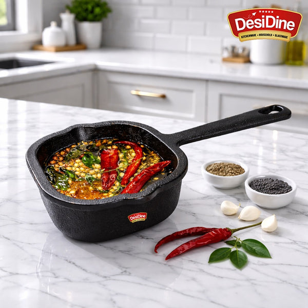 DesiDine Cast Iron Tadka Pan 10.5 cm, 1 kg