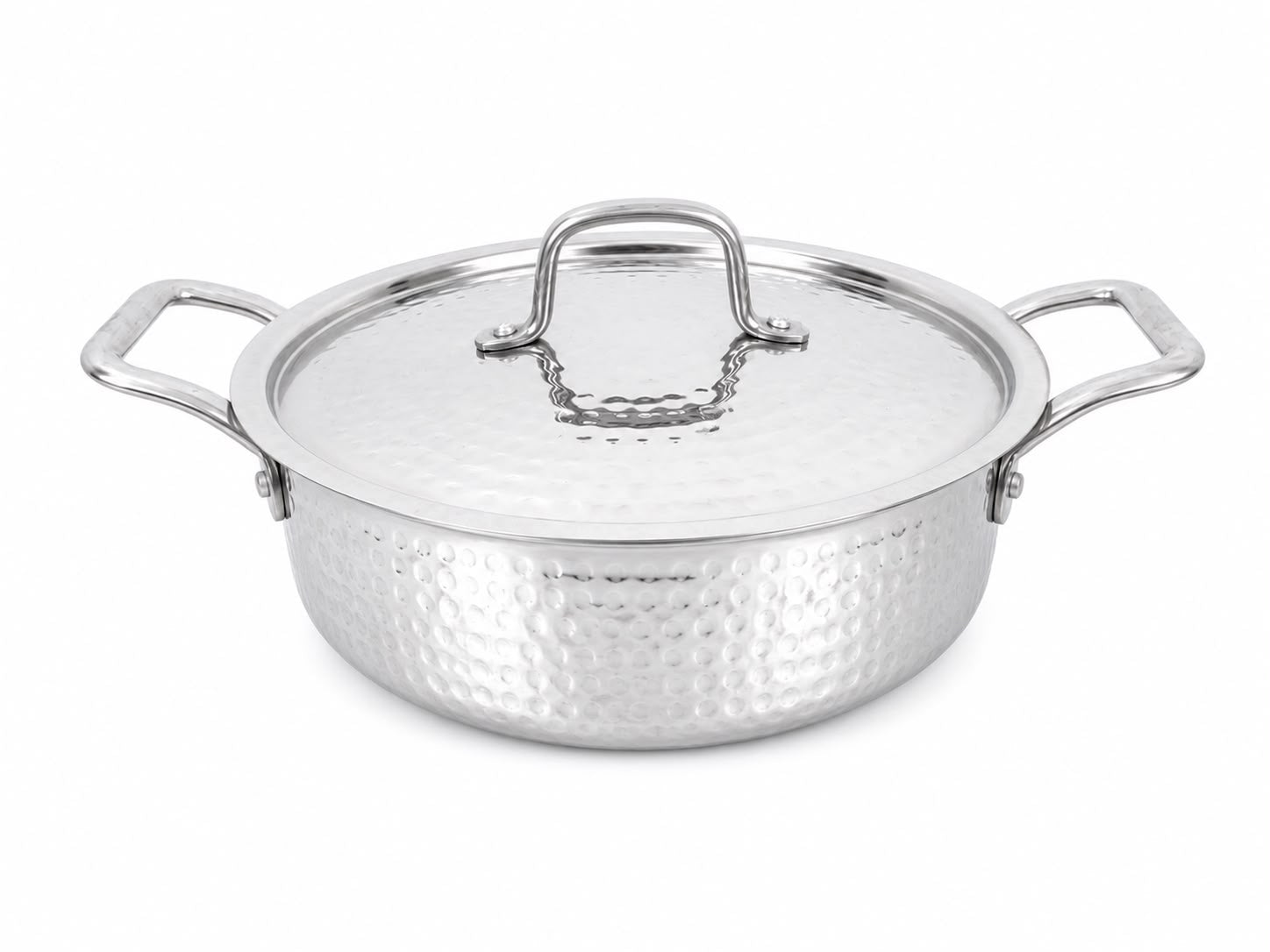 DesiDine Triply Hammered Steel Mini Sauce Pot/Mini Biryani Pot With Steel Lid