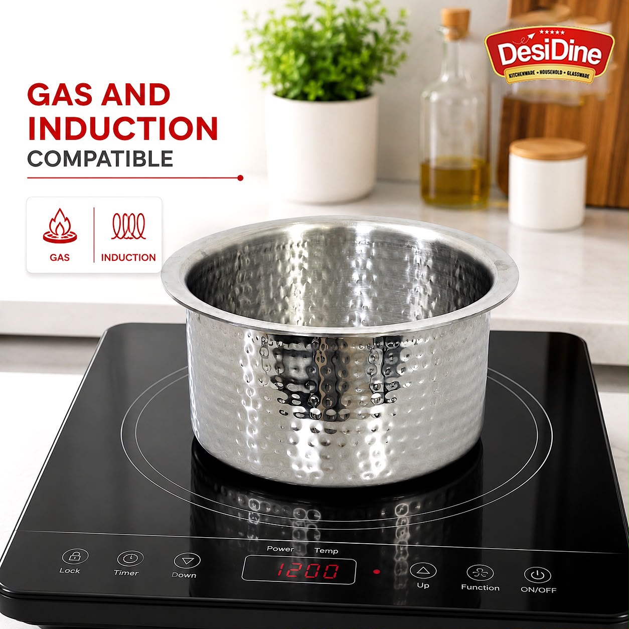 Desidine Triply Steel Hammered Tope Without Lid