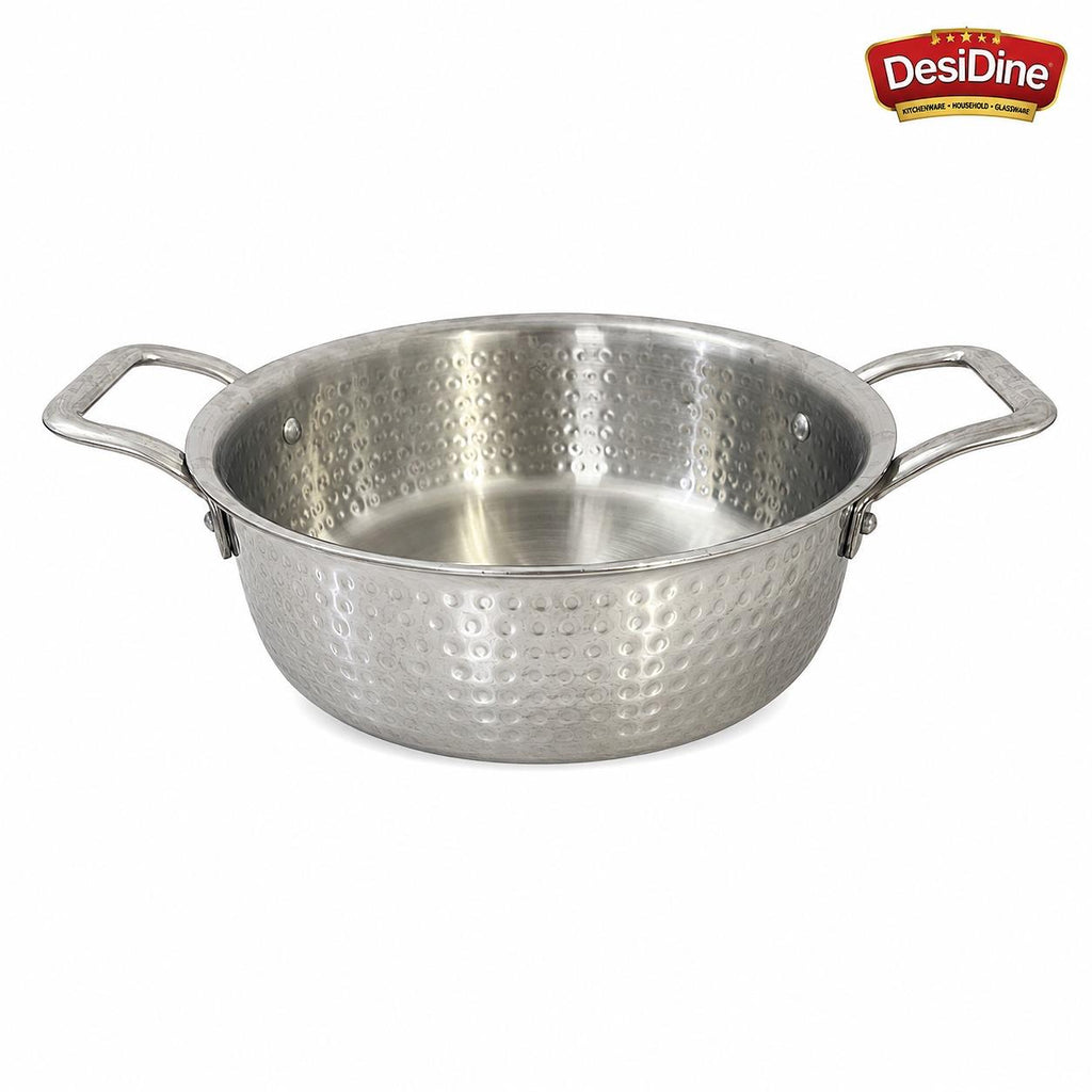DesiDine Triply Hammered Steel Mini Sauce Pot/Mini Biryani Pot With Steel Lid