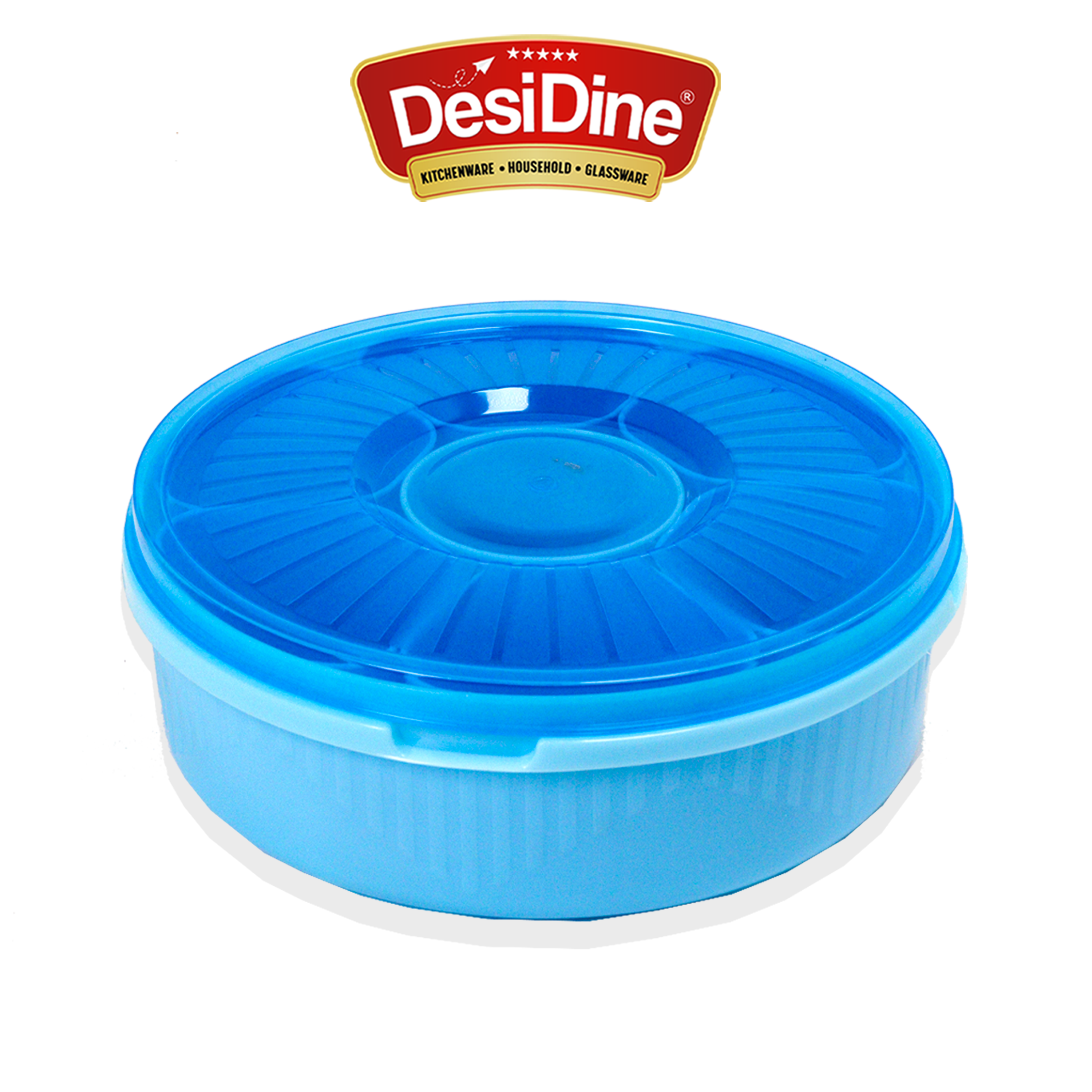 DesiDine Multipurpose Round  Plastic Masala Box With 7 Section With 1 Spoon