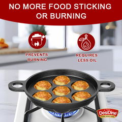 DesiDine Pre-Seasoned Cast Iron Paniyaram/Appam Pan (7-Pit)