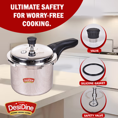 DesiDine Triply Stainless Steel Outer Lid Pressure Cooker