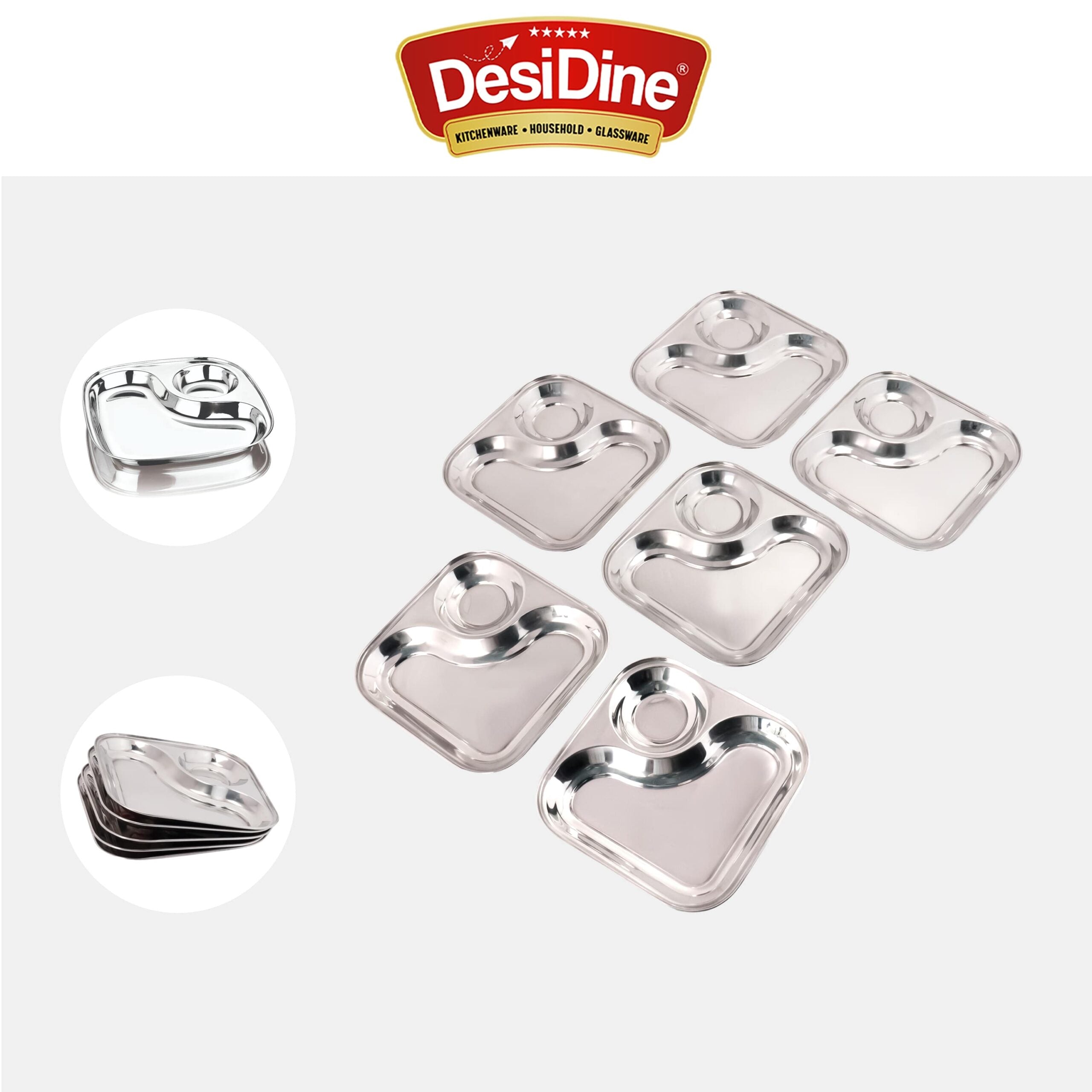 DESIDINE Stainless Steel 2 in 1 Snack Plates