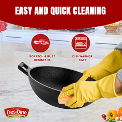 DesiDine Cast Iron Pre-Seasoned Kadhai Wok