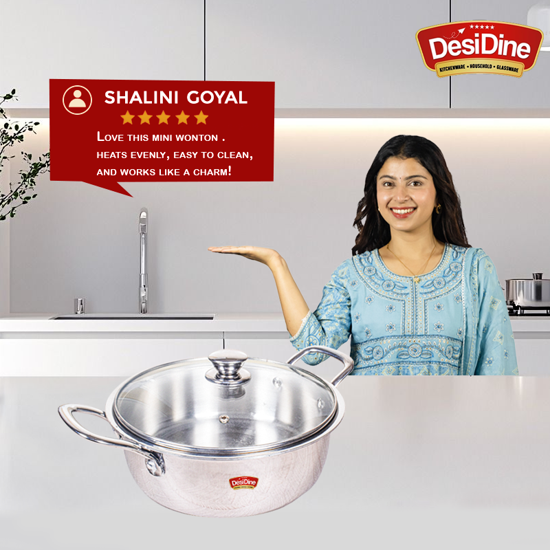 DesiDine Triply Stainless Steel Mini Sauce Pot/Mini Biryani Pot