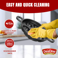 DesiDine Pre-Seasoned Cast Iron Paniyaram/Appam Pan (7-Pit)